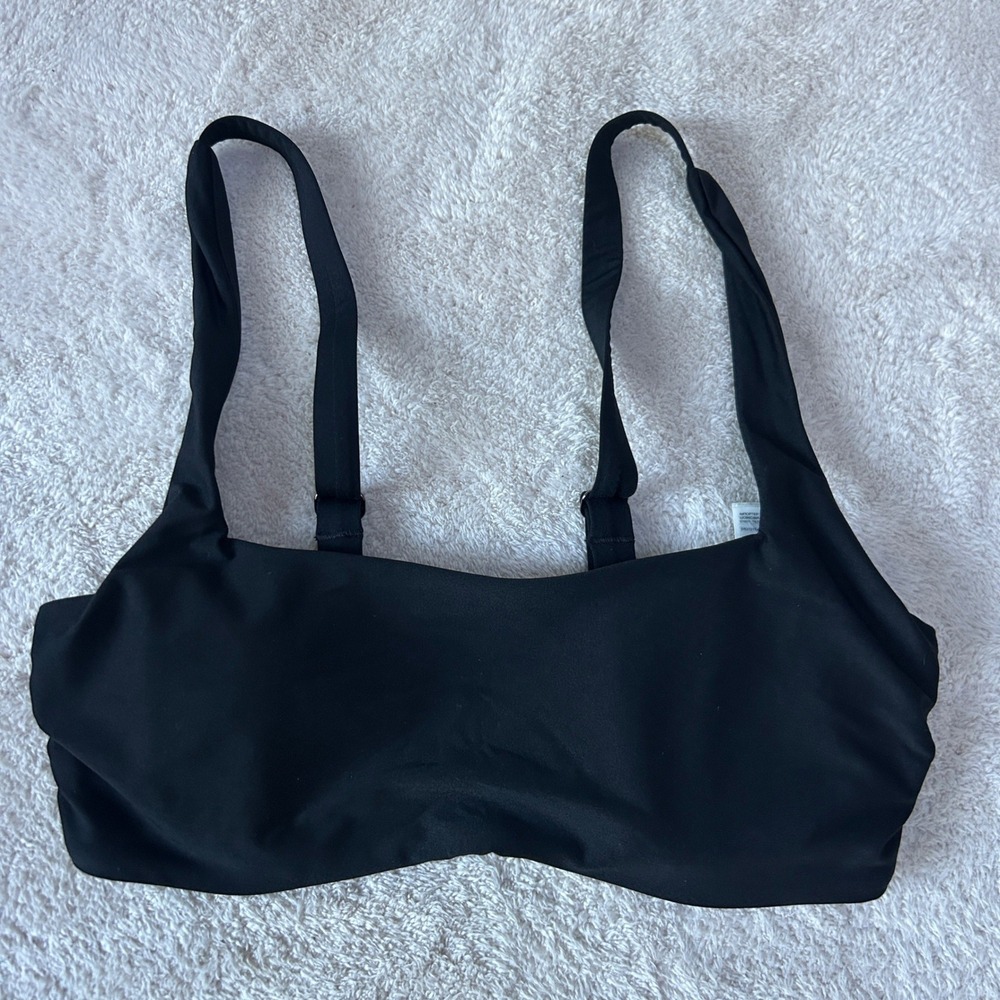 Athleta Square Neck Bra Cup Bikini Top Black Swimwear 32B/C‎